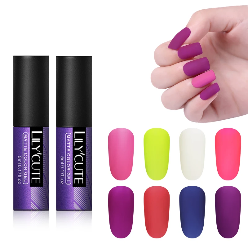 

LILYCUTE 8ml Soak Off UV Colorful Matte Gel Polish Grinding Effect Varnish Gel Nail Art Lacquer Manicure