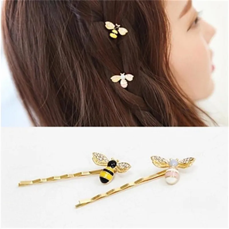 

Lot 2PCS Bee Rhinestone Hairgrip Girls Hair Clip Accessories Hairpin Accessories Women Fashion Rhinestone Lot Ornament