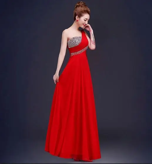 Vestido de festa de casamento популярное шифоновое платье трапециевидной формы с блестками кораллового цвета, длинное платье подружки невесты до 50 лет, платье для свадебной вечеринки - Цвет: Красный