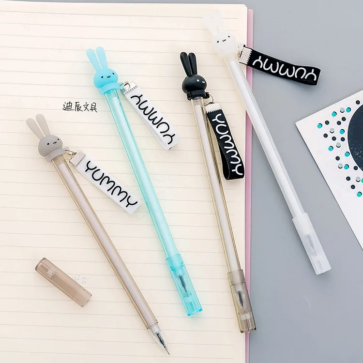 

Cute Rabbit Gel Pen for writing Kawaii Ribbon 0.38 mm black ink neutral pen school supplies Kids Stationery Gift