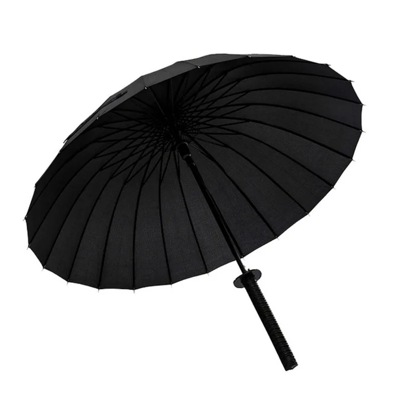 HHYUKIMI огромный ложки с длинной ручкой большой Ветрозащитный Зонт-самурайский меч японского ниндзя, как Дождевые зонты с прямой зонтик - Цвет: 24 K black