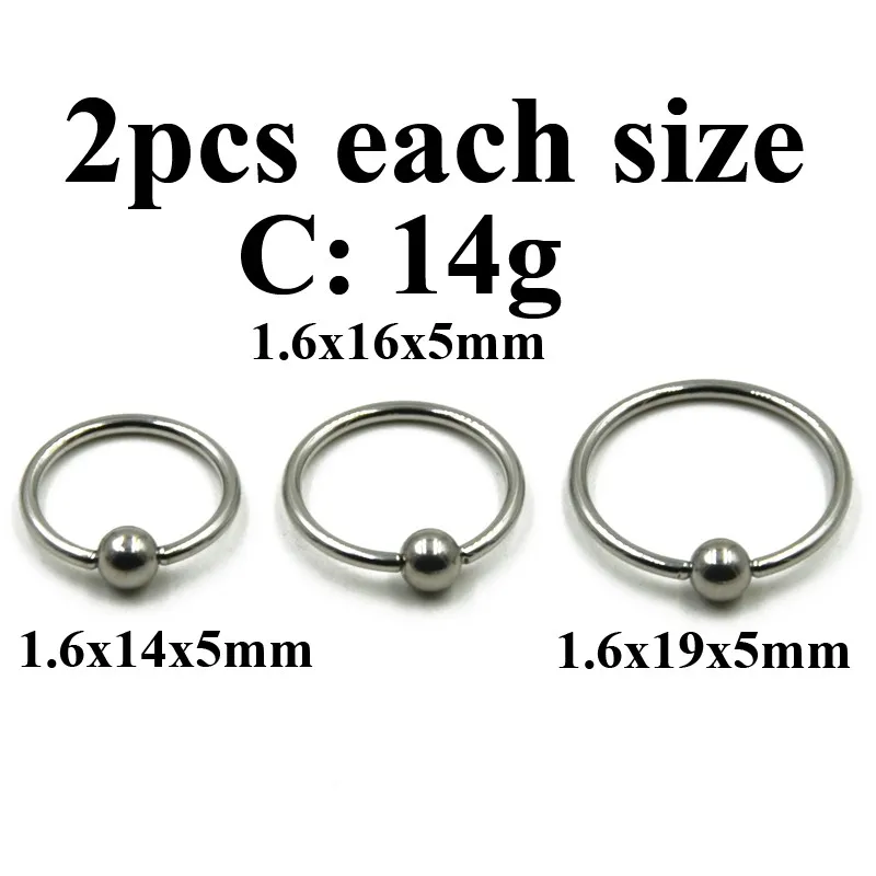 3 пары очень большого размера, хирургическое стальное кольцо-обруч, кольцо для пирсинга уха, хряща, пирсинг, ювелирные изделия для тела, серьги 16 г 14 г
