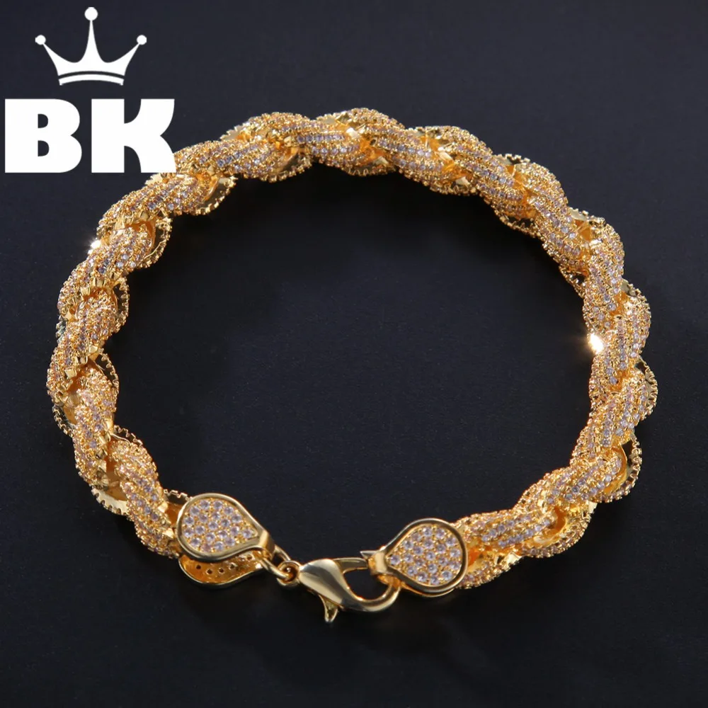 Najtaniej 8mm Cubic cyrkon sznur Link naszyjnik złoty posrebrzane luksusowe miedzi mikro betonowa CZ łańcuch kubański 8 cal