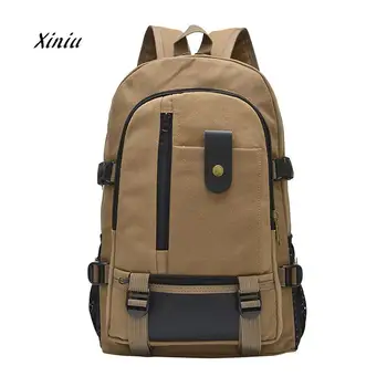 

Men Canvas Backpack Large capacity Shoulder Bag Women Leisure Travel Solid Color Canvas Backpack Student Casual School Bag
