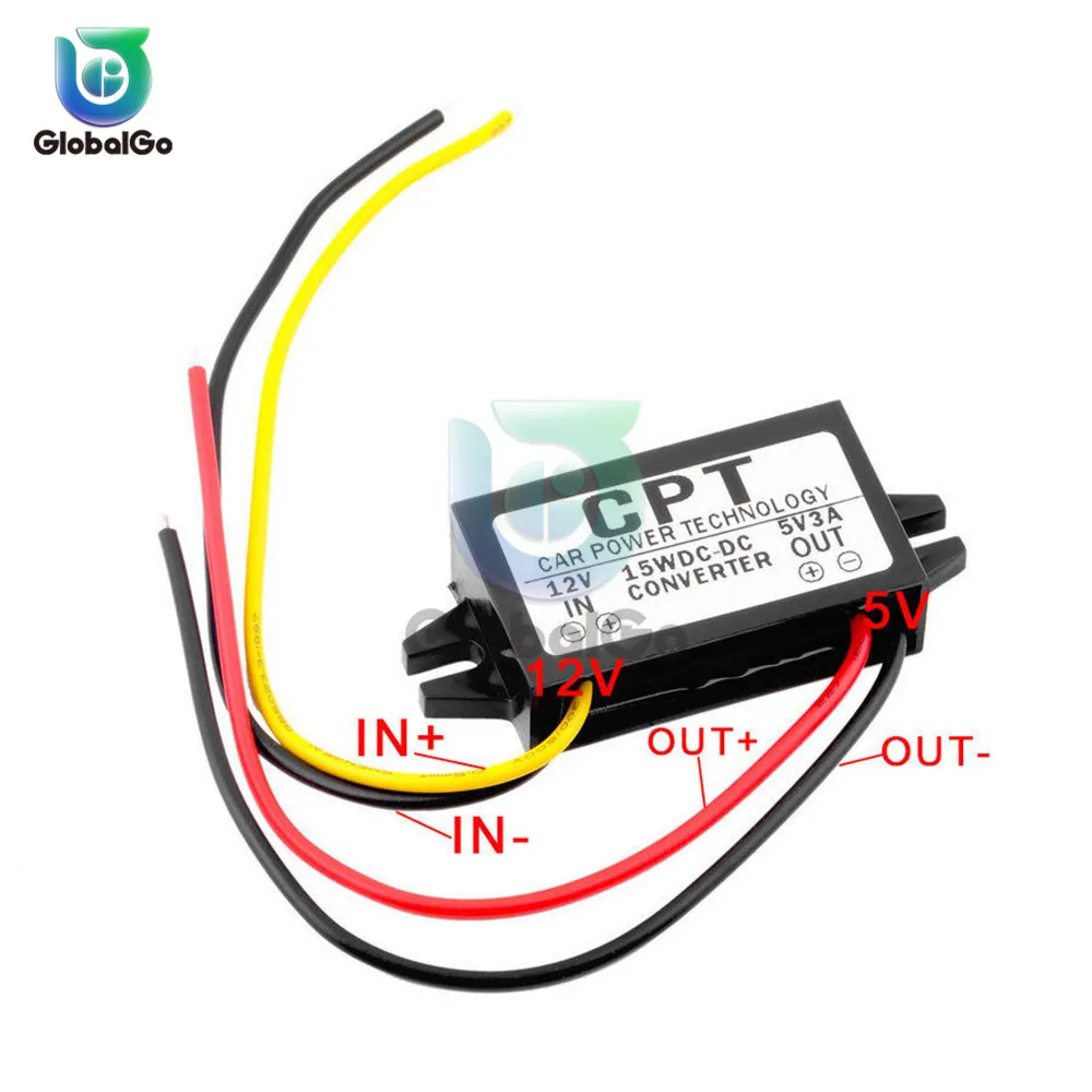 Dc-dc 12 В до 5 В 3A 15 Вт Авто Водонепроницаемый источник питания двойной USB микро-usb; мини USB понижающий мощность Regulator регулятор преобразователя