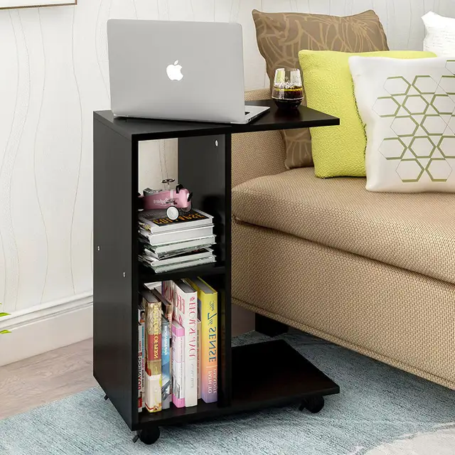 Wooden Mobile Computer Desk With Storage Cabinet 2 Cubes