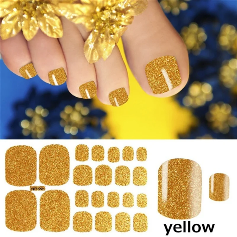 1 Sheet Glitter Toenail Art Polish Stickers Nail Tips Nail File Pure Color Adhesive Wraps Manicure Decal Strips Drop Shipping