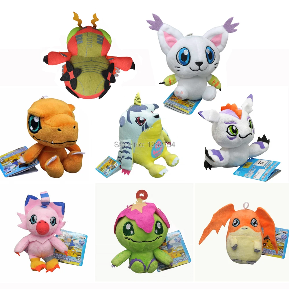 EMS 100/лот Digimon Agumon gabumon Gomamon Biyomon Palmon Patamon Tailmon 9-14 см плюшевый брелок-подвеска фигурка игрушка