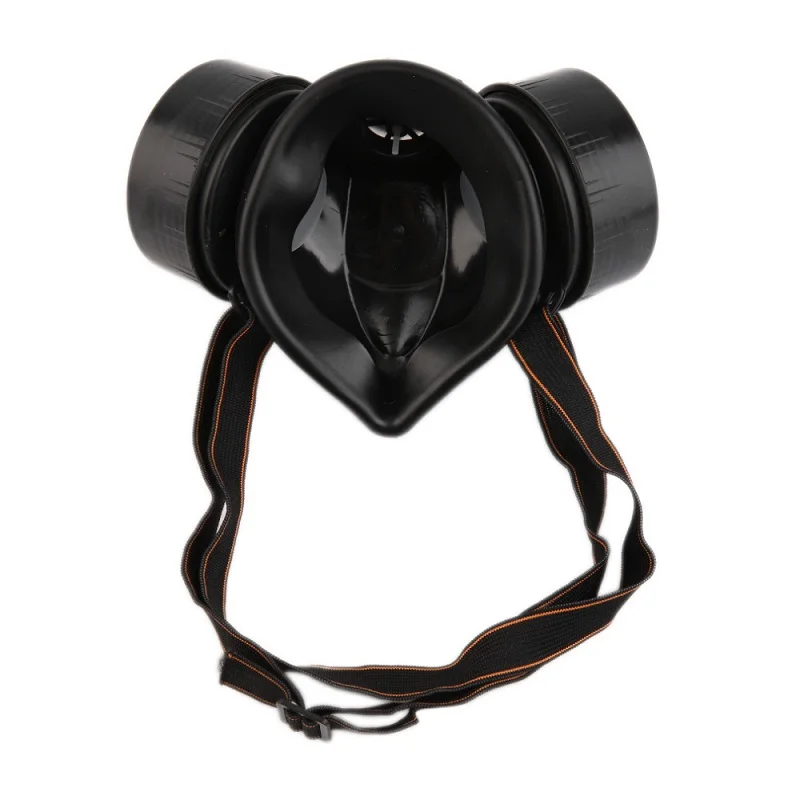Demi-masque à gaz avec cartouches filtrantes, vue de profil montrant les sangles et le joint facial. Achetez un demi-masque à gaz respirateur pour vapeur organique, peinture chimique et anti-poussière.