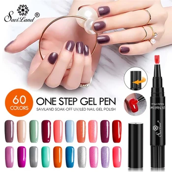 

Saviland 5ml Nail Art Pen 60 colors 3 in 1 Gel Nail Polish Nail Art Tips Gel UV Holographic Glitter Temperature Soak Off UV Gel
