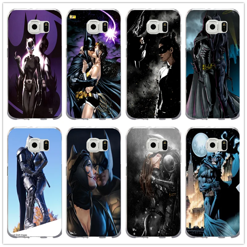 Soft TPU Mobile Phone Cases Cover for Samsung Galaxy Note 2 3 4 5 8 S3 S4 S5 Mini S6 S7 S8 S9 Edge Plus Batman Cat Woman Kissing | Мобильные