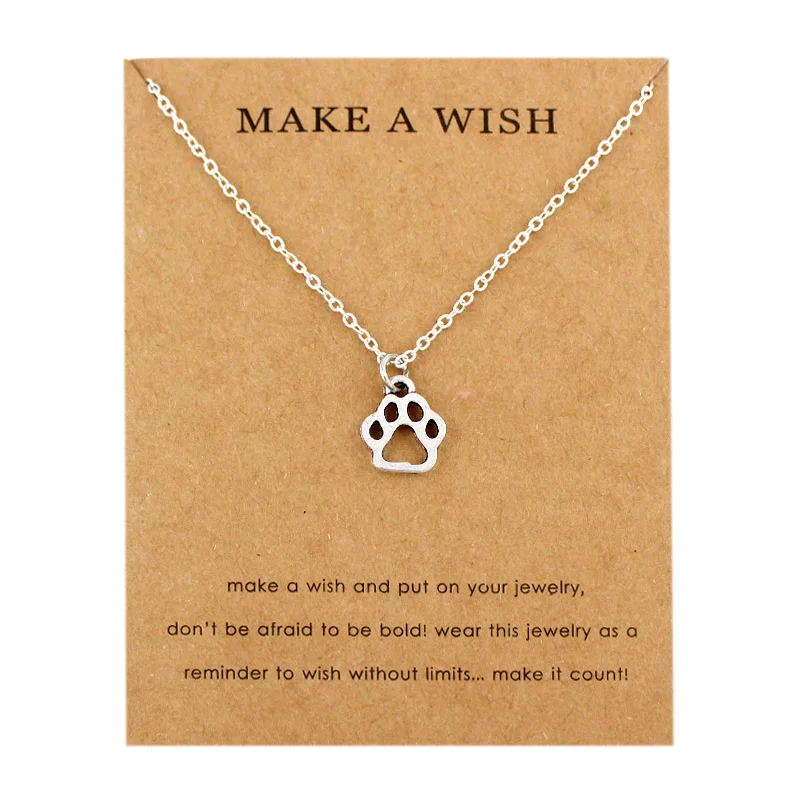 

Dogs Footprints Paw Animal Chain Pendants Necklaces Women Men Unisex Girls Handmade Fashion Trendy Jewelry Christmas Gift