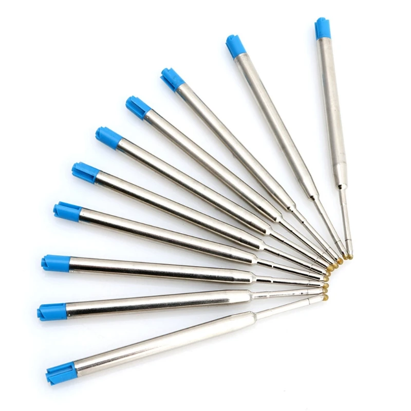 10 шт Универсальный стандартный стиль синие чернила 1 мм Средний Ball шариковая точка Сменные стержни для ручек