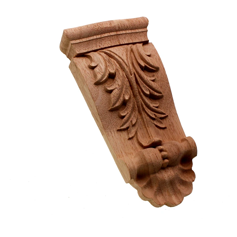 VZLX New Arrival Vintage Wood Carved Corner Onlay Applique Unpainted Furniture Cabinet Decorative Figurines Wooden Miniature DIY