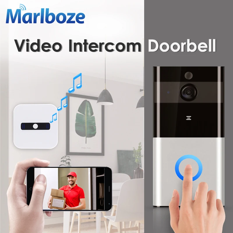 

Marlboze 720P WIFI Visual Doorbell Wireless Intercom Doorbell PIR Motion Detection Night View SD card Video Smart Doorbell Ring