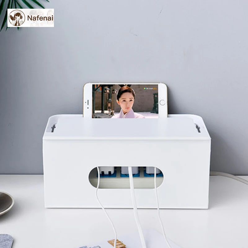 

Multifunction storage box Mobile phone holder Storage wire box Protect children Desktop storage drawers for living room bedroom
