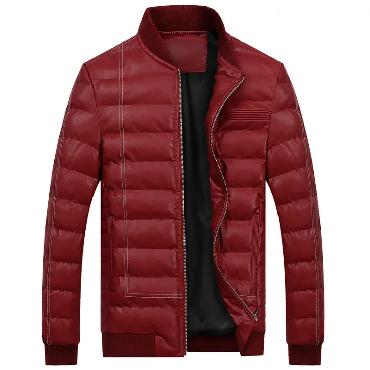 Mâle En Haute Beige bleu Fit Rembourré Slim Épaissir Cuir Coton Veste Parkas Nouvelle noir rouge Pu Dqiyu Hiver Hommes Automne Qualité Mode Aw6ppqY