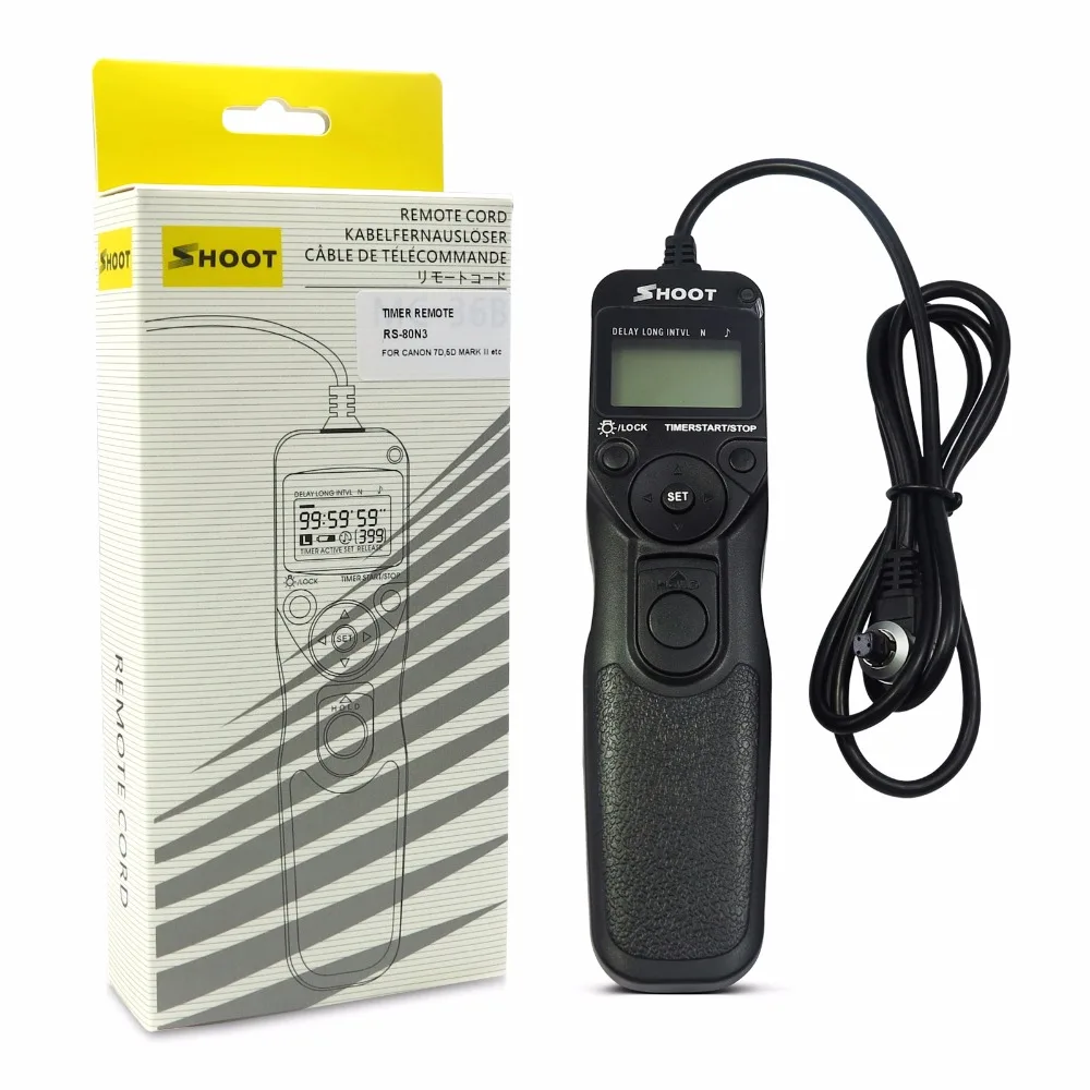 SHOOT RS 80N3 Camera Remote Timer Shutter Release For Canon EOS 10D 20D
