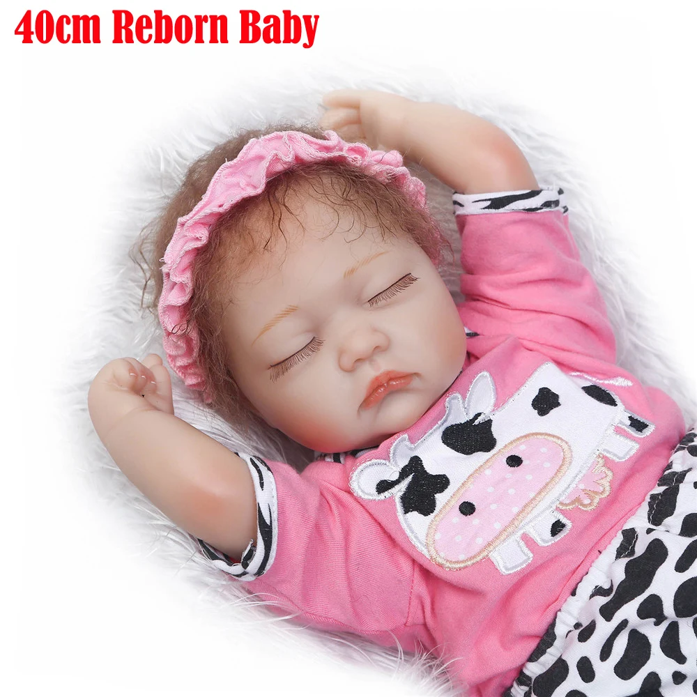 

NPK 40cm reborn baby sleeping girl dolls soft body silicone reborn babies children bebe gift reborn bonecas brinquedo menina