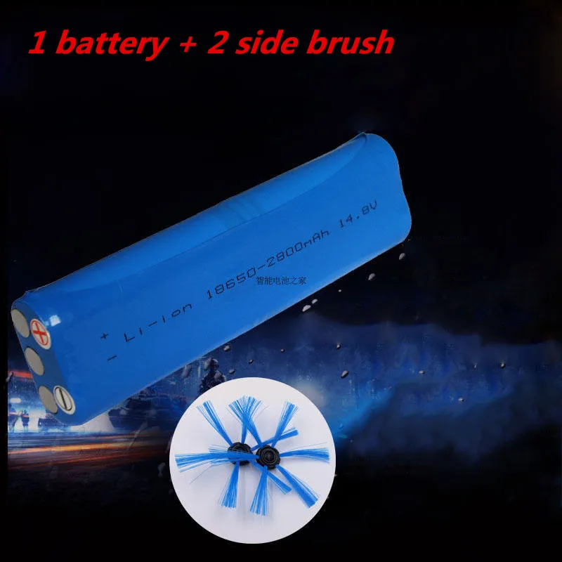 

14.8V 2800mAh 18650 Lithium Ion Battery + 2 Side Brush Replacement Philips Robot Vacuum Cleaner Model FC8820 FC8810