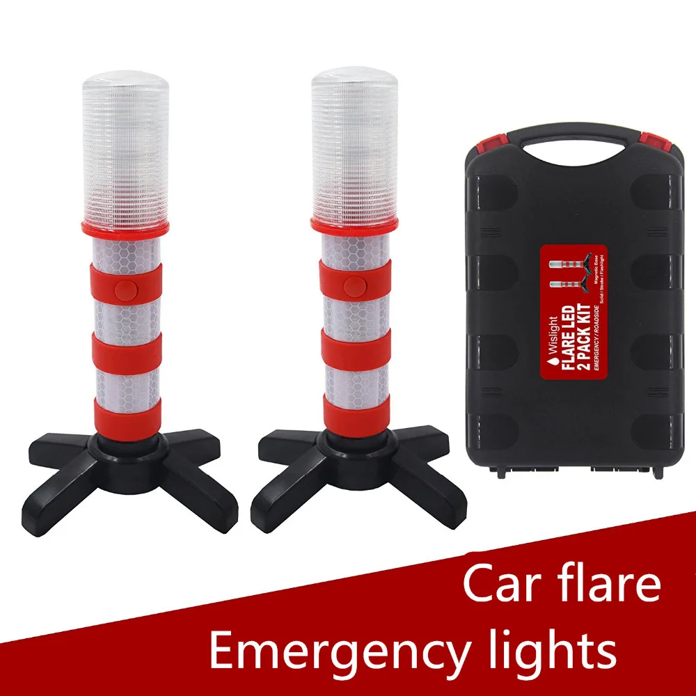 LED Emergency Road Flares Red Roadside Beacon Safety Strobe Light