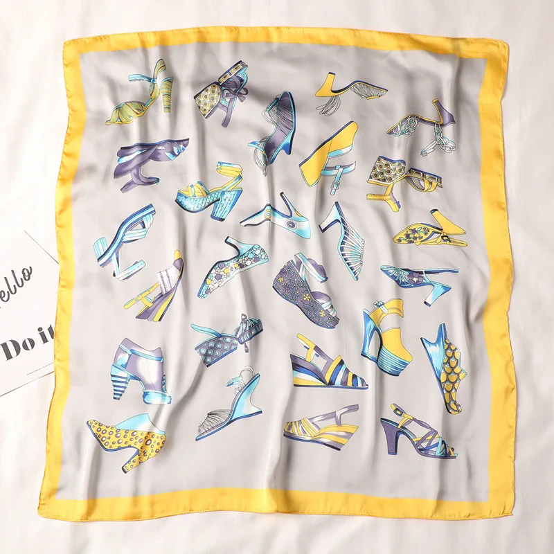 

Women's Square Silk Scarf Fashion Summer Shawls and Wraps Female Print Small Office Scarf Foulard Headband Handkerchief 70*70CM