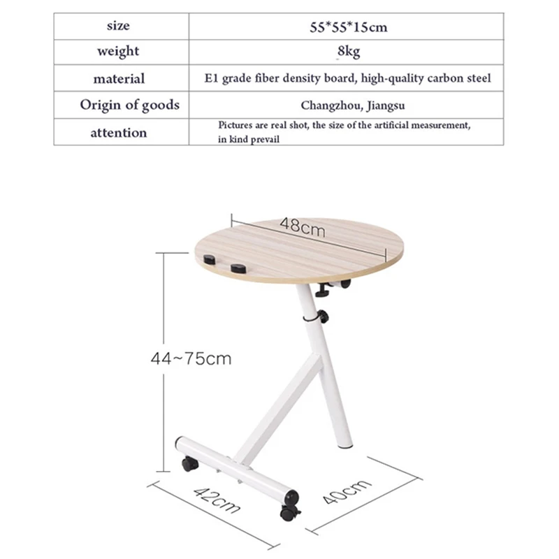 Simple Tea table MDF Coffee table Height adjustable With wheels Round table fashion Living Room Furniture End Tables