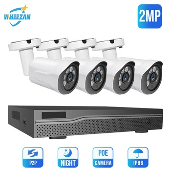 

Wheezan CCTV Camera System Home Security 4CH NVR Audio Weatherproof Kamera POE 1080P H.265 Outdoor HD Camera IP cctv dvr system