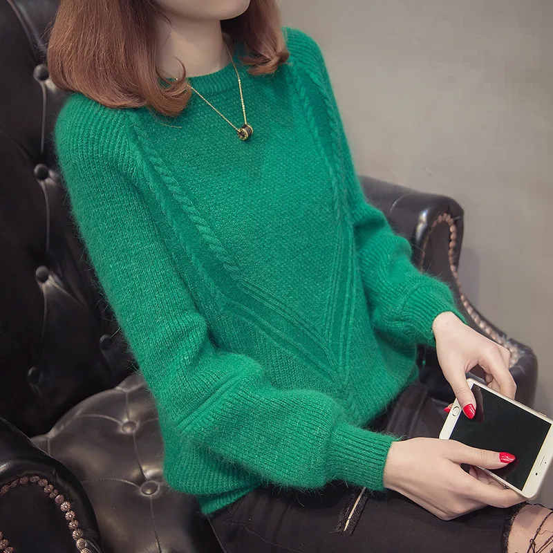 New relaxed autumn/winter 2018 women's sweater spring candy color thickened bottom 5102 | Женская одежда