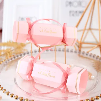 

New Ins Paper Pink Event Sweet Candy Chocolates Storage Boxes for Wedding Birthday Baby Shower Party Souvenir Packing Decoration