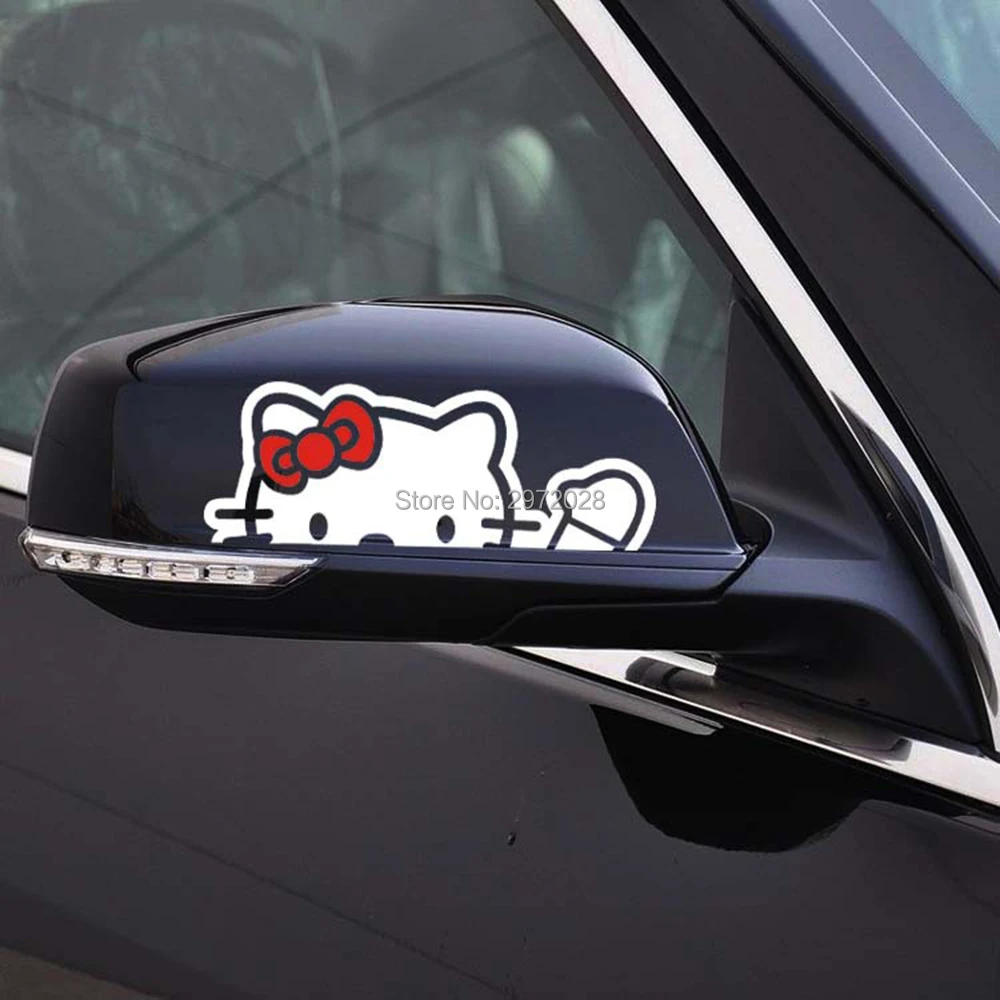 2 x забавная креативная оклейка автомобиля Милая hello kitty Автомобильная зеркала