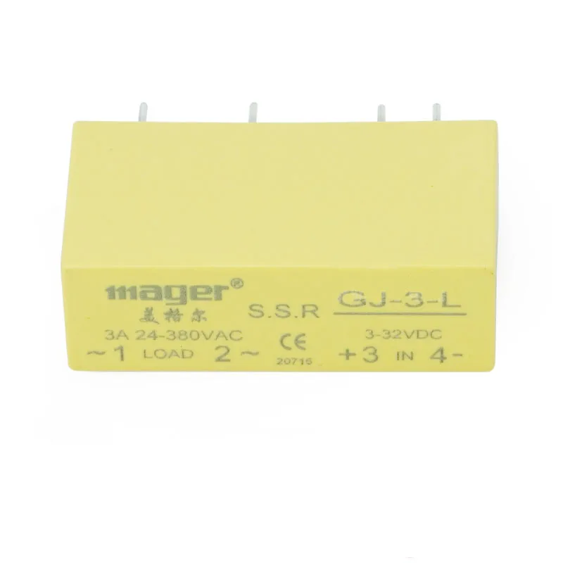 

Free shipping 2pc High quality 3A Mager SSR DIP DC-AC solid state relay DC control AC GJ-3-L 3A 380V