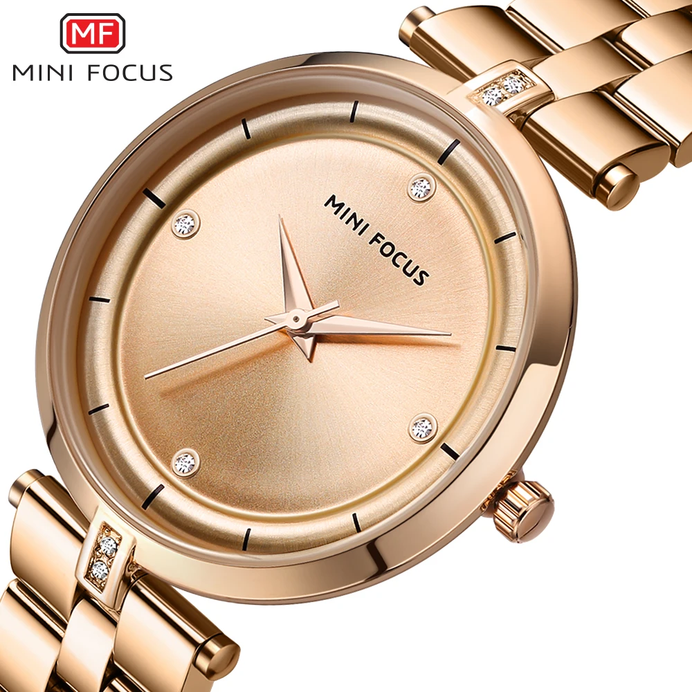 

MINI FOCUS Watch Women Watches Quartz Rose Gold Clock Ladies Top Brand Luxury Stainless Steel Bracelet Diamonds Wrist Watch Gift