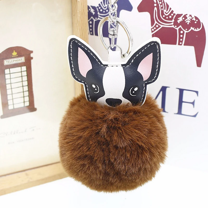 

Hot Cute Fluffy Dog Key Chain Fashion Artificial Rabbit Fur Ball Keyring Women Bag Car Pompom Pendant Jewelry