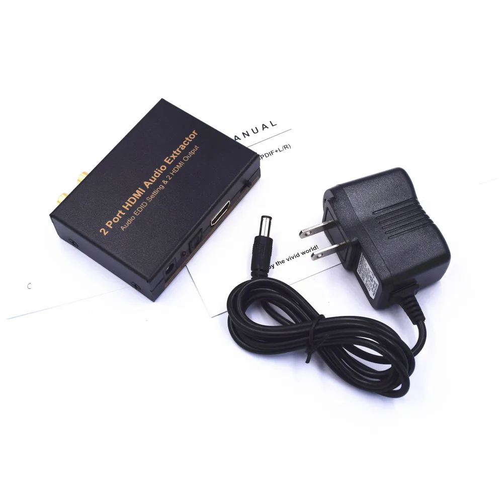HDMI аудио экстрактор преобразователь EDID настройки 2 выход оптический Toslink SPDIF + RCA L/R