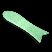 Natural Green Jade Scrapping Plate Fish Scraping The Sand Meridian Beauty Material With Body Stress Relax Point