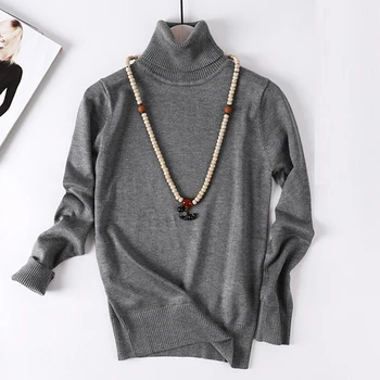 

{Guoran} Women Sweaters 2018 Femme Pullovers Turtlenect Long Sleeve Pullovers Black Red Color Women Casual Knitting Sweaters