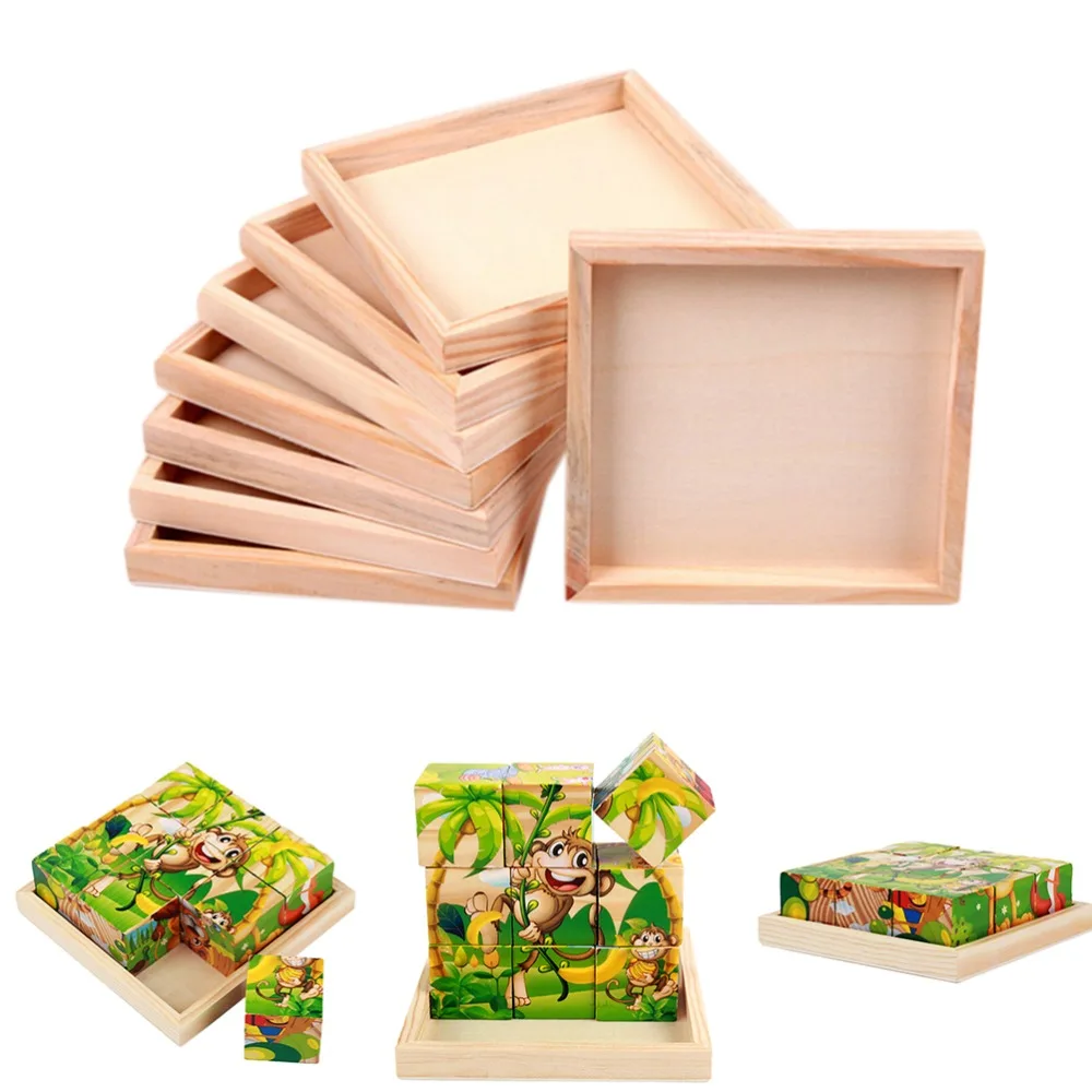 

Wood Plate for Toy 12 cm X 12 cm Kids Six-Sided Painting Building Block Wood Pallet