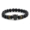 Pulsera de Lava negra, Reiki, Buda, piedra Natural, cabeza de leopardo.
