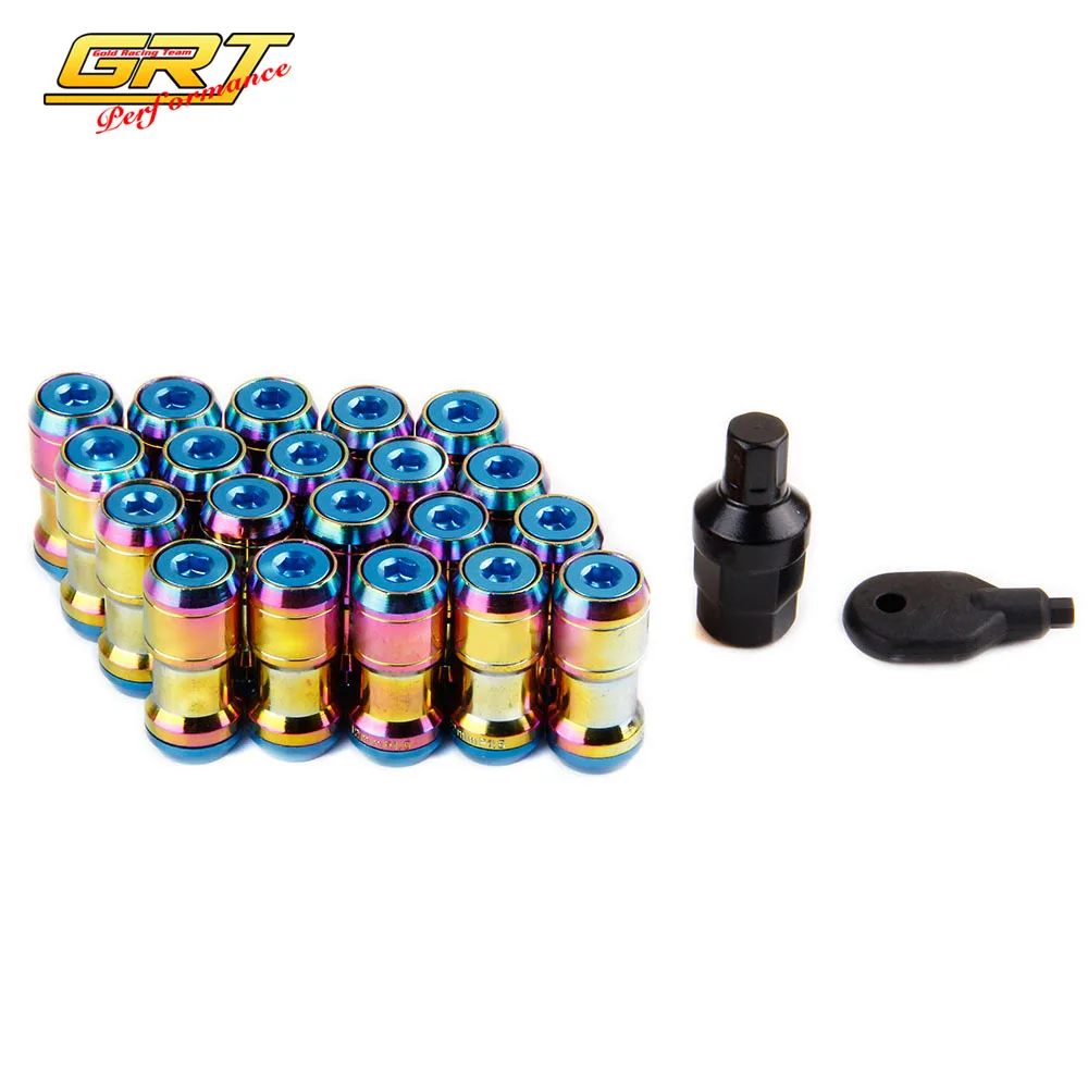 

GRT -Neo chrome 45MM VOLK FORMULA WHEELS LOCK RACING LUG NUTS 12X1.25 /1.5 ACORN RIM CLOSE END LN007-NC