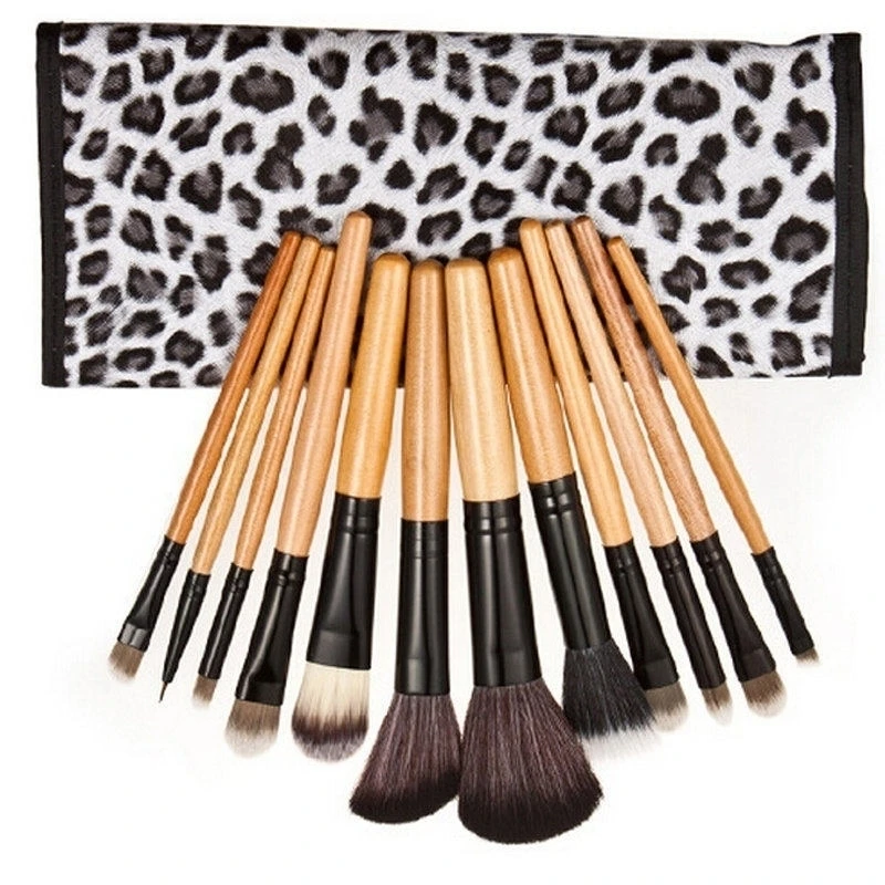 12PCS Make up Brush Professional Cosmetic Facial Makeup Brush Kit set��leopard print�� (4)