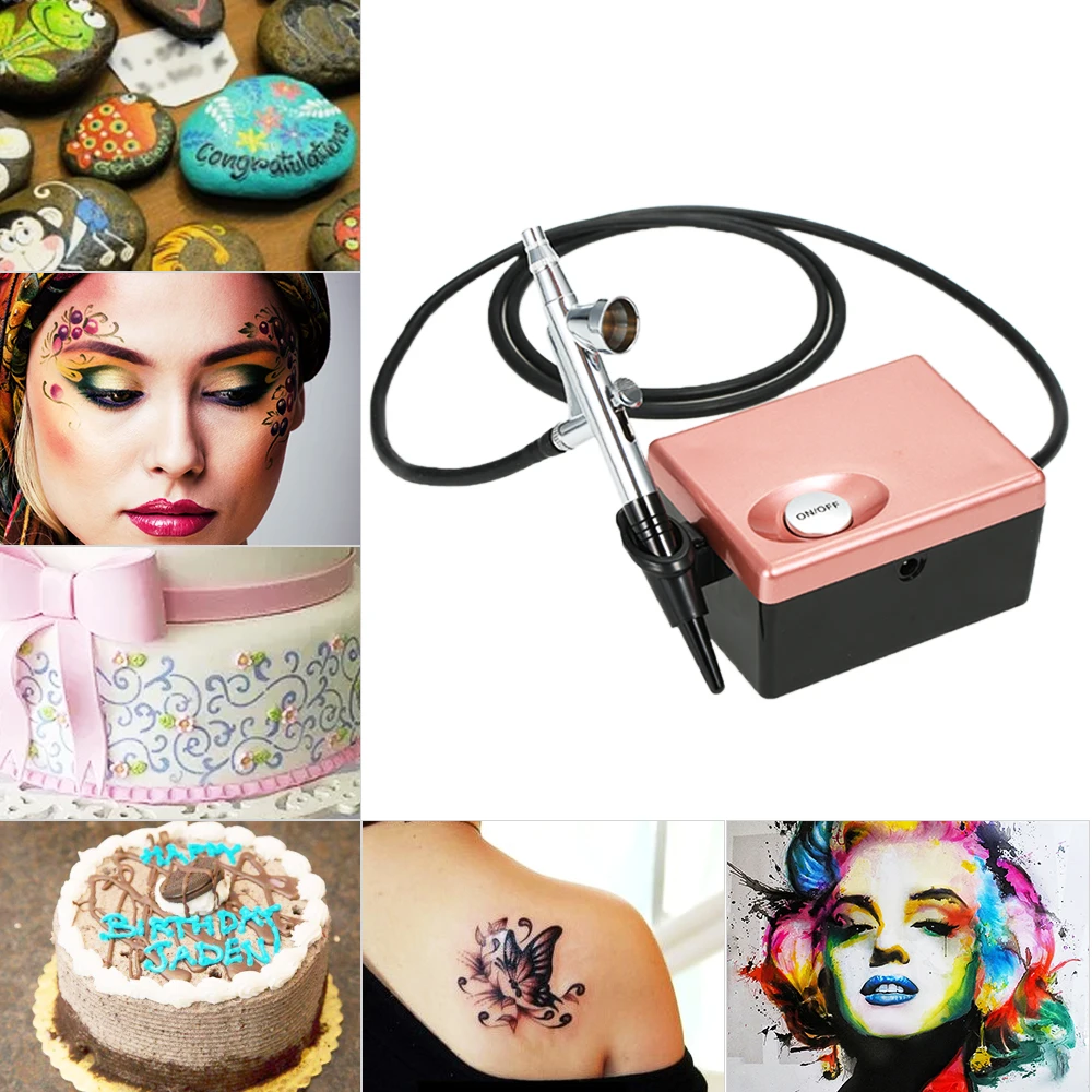 

Basic Airbrush Makeup Kit System Professional Art Beauty Face Painting Makeup Cosmetic Starter Kit with Mini Air Compressor