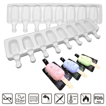 

Homemade Food Grade Silicone Ice Cream Molds Makers Wood Ice Cream Sticks Popsicle Silicone Mold Ice Cube Maker Ice Lolly Moulds