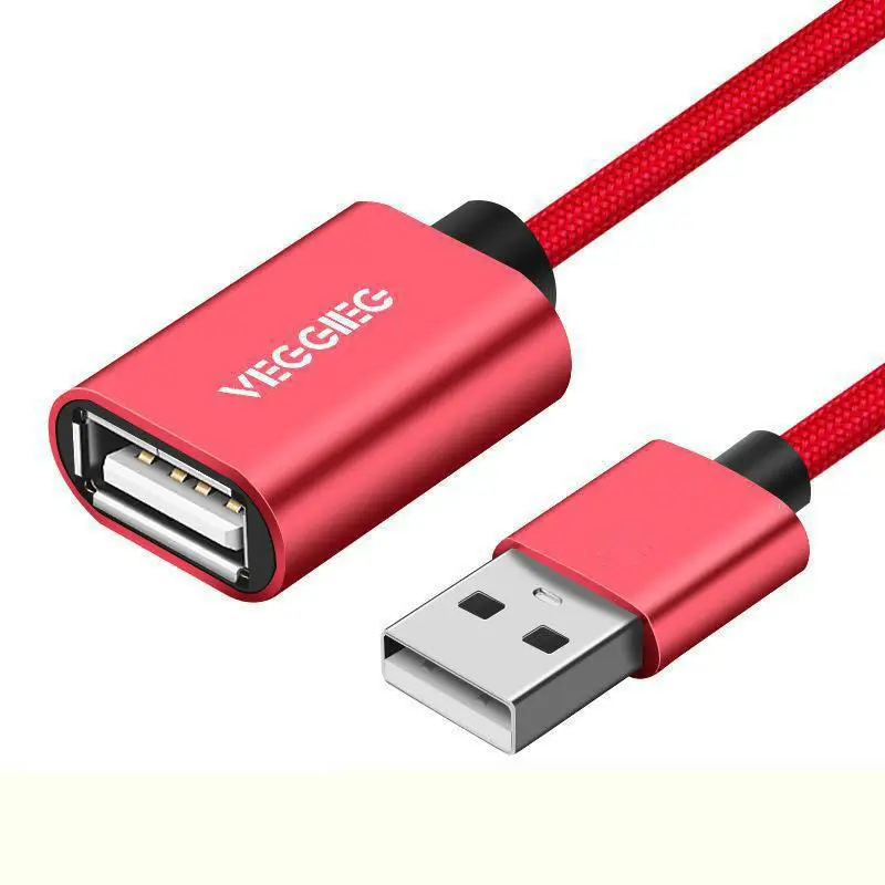 Eighfitech Usb удлинитель 2,0 мужчин и женщин кабель для передачи данных для компьютера U диск беспроводная сетевая карта 0,5 м/1 м/1,5 м - Цвет: Красный