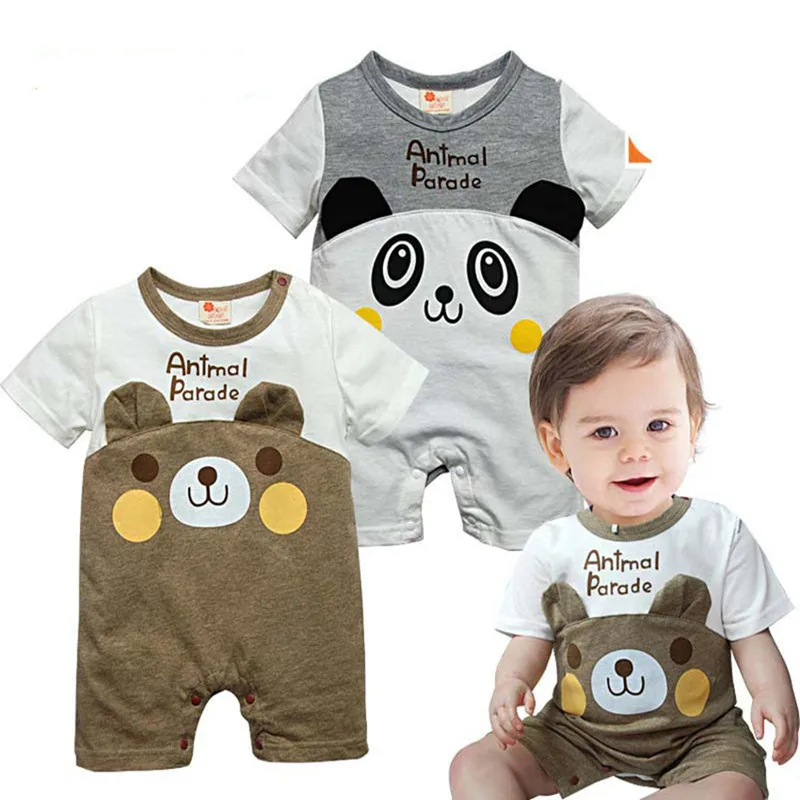 hot Baby boys girls summer Romper grils clothes children clothing cartoon panda High Quality