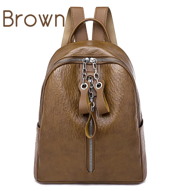 ZMQN рюкзак для женщин с цепочкой, на молнии, сумка на спине, светильник, повседневные Рюкзаки, школьный рюкзак, Женский коричневый рюкзак - Цвет: Brown