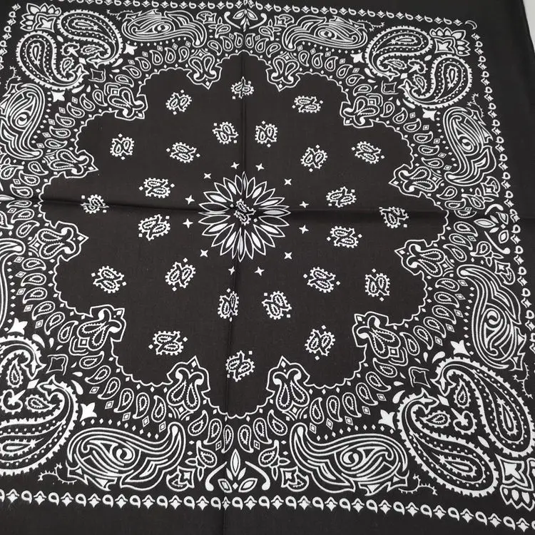 60*60cm 100% Cotton Black Red Hip-Hop Paisley Bandanas Scarf Punk Skull Bandana Headband Wrap Scarf For Men/Women mens cotton scarf