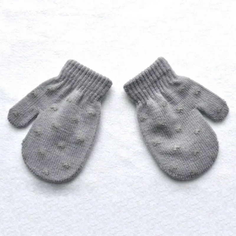 Милые повседневные весенне-осенне-зимние перчатки для маленьких девочек и мальчиков, хлопковые теплые перчатки с принтом сердца и звезды, 6 стилей - Цвет: Grey Heart