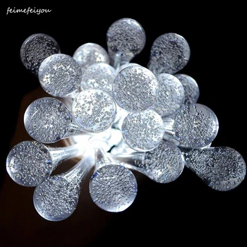 

Christmas Decorative Solar Powered Lights, 30 LED 19.7ft 8 Modes Water Drop Fairy String Light for Outdoor Indoor Home Patio