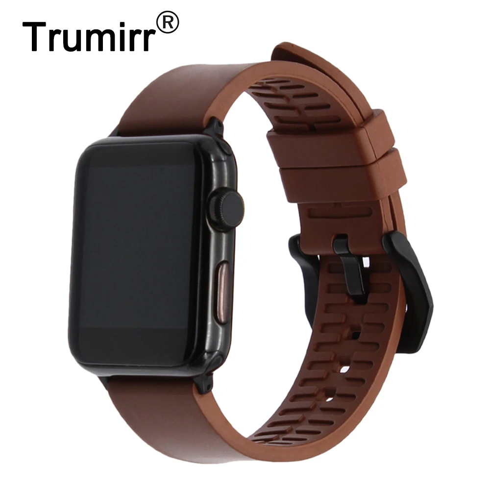 Fluoro Rubber Watchband + Adapters for 38mm 42mm iWatch Apple Watch Sport Edtion Wrist Band